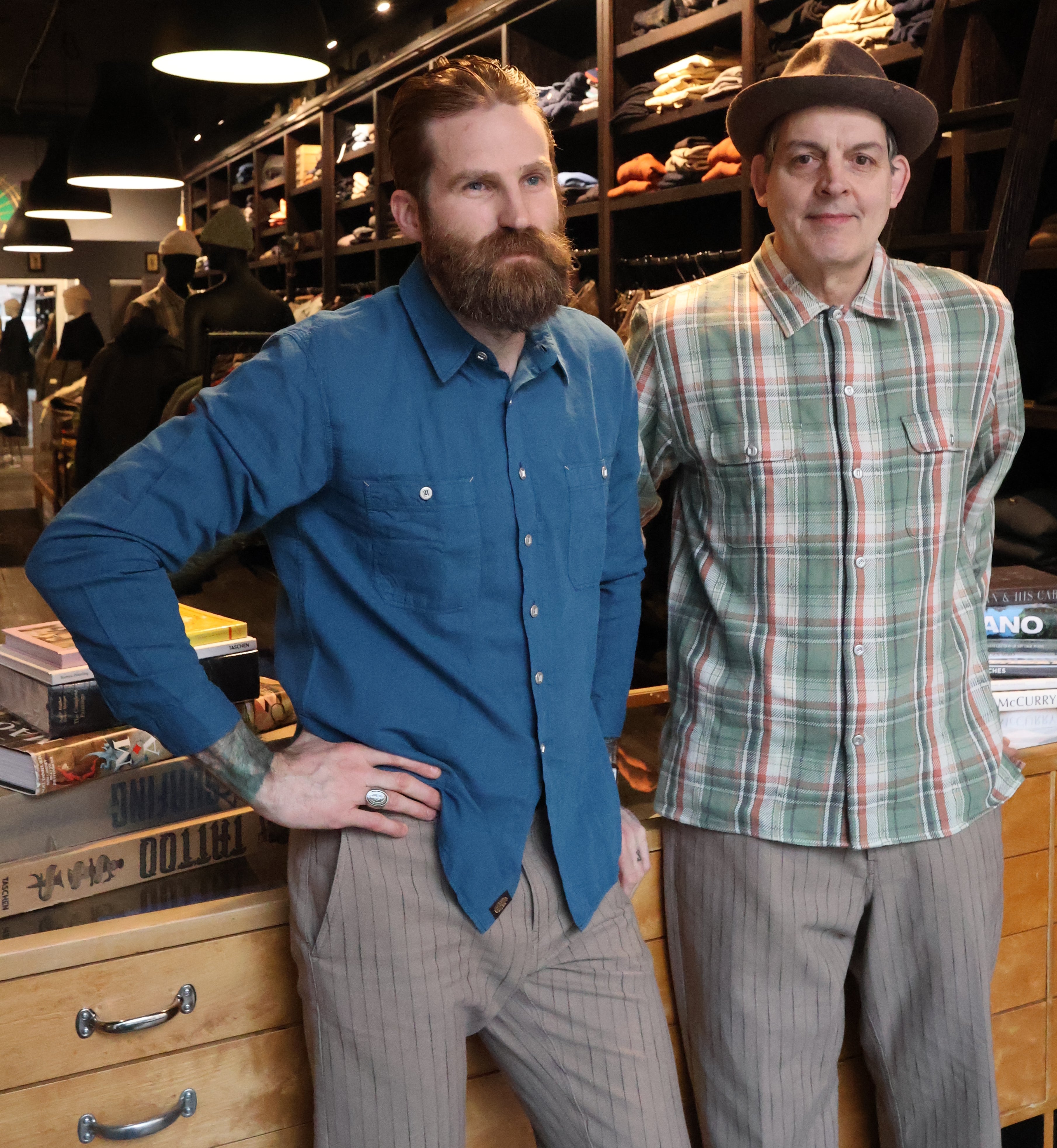 Indigofera Webster Green/Beige Check Jacquard Flannel Shirt