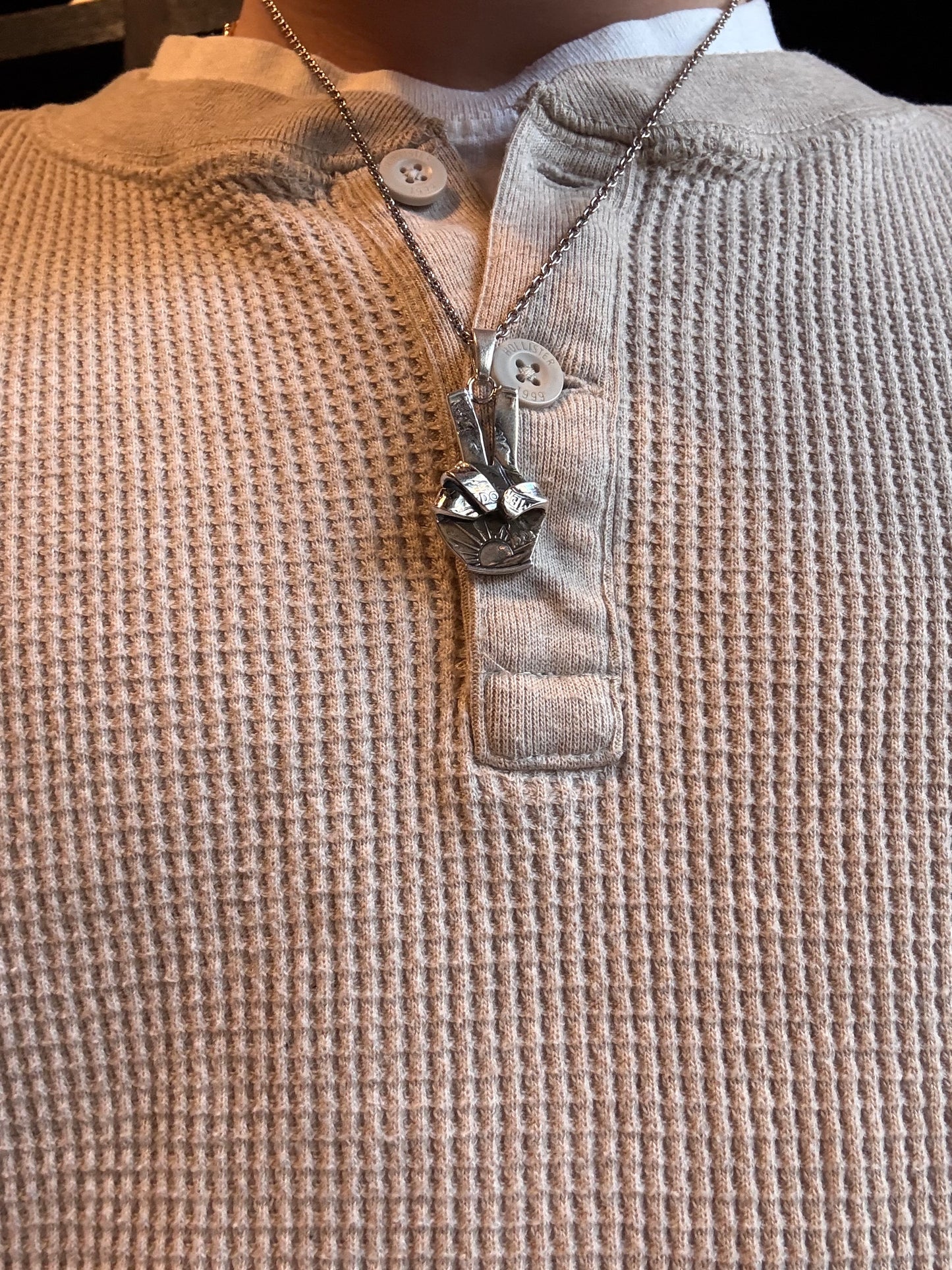 North Works 50¢ Hand Signe Necklace - Peace / Chain