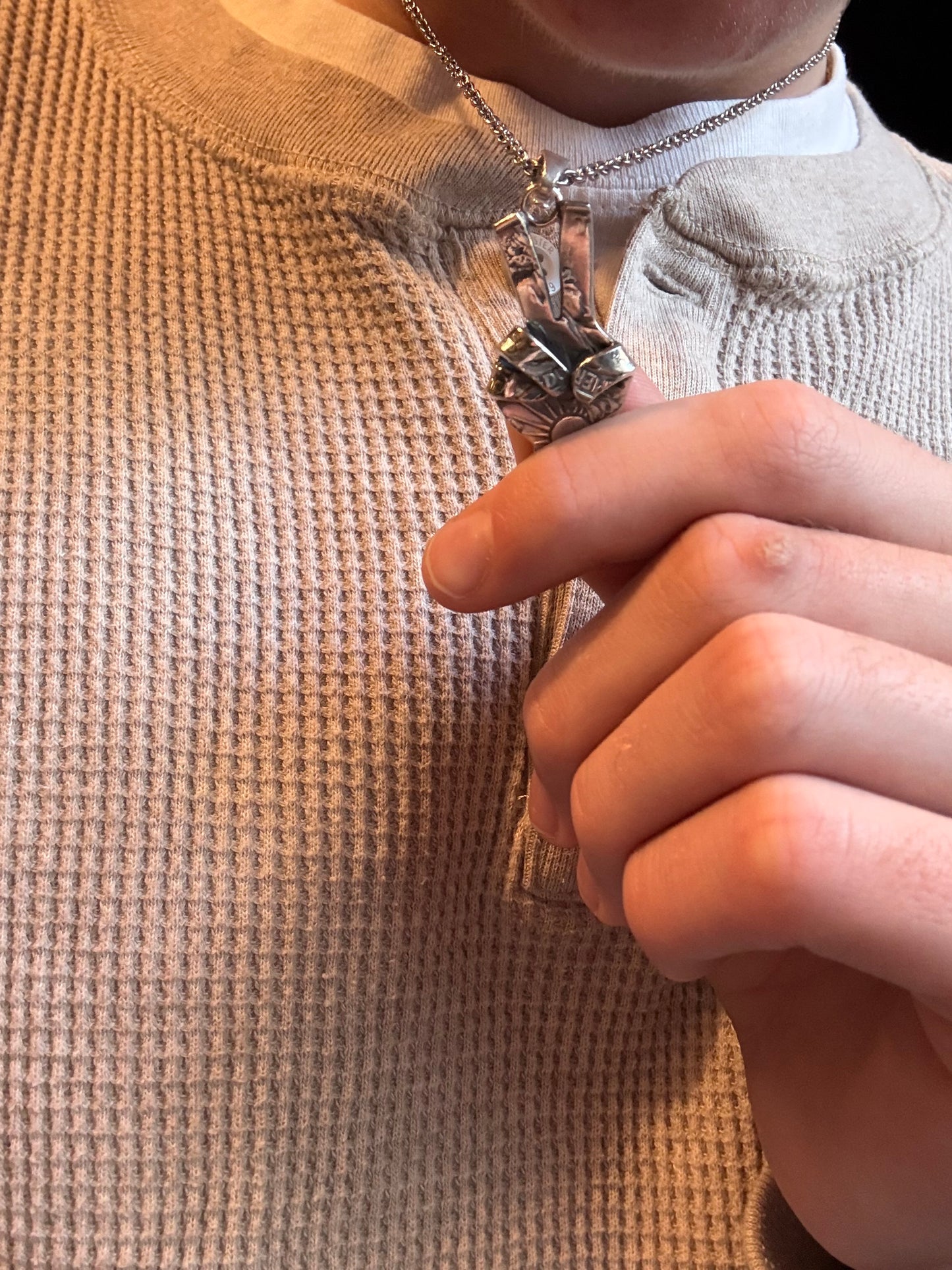 North Works 50¢ Hand Signe Necklace - Peace / Chain