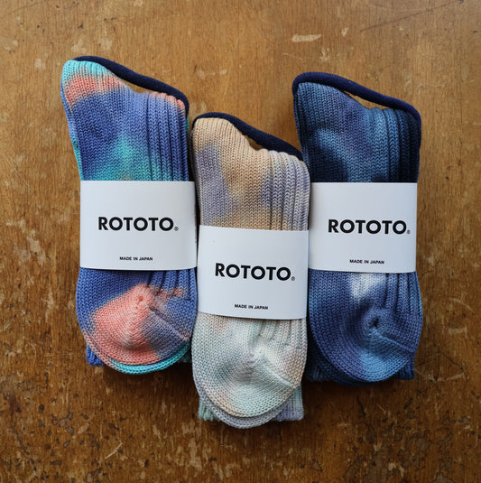 Rototo Chunky Ribbed Tie Dye Crew Socks