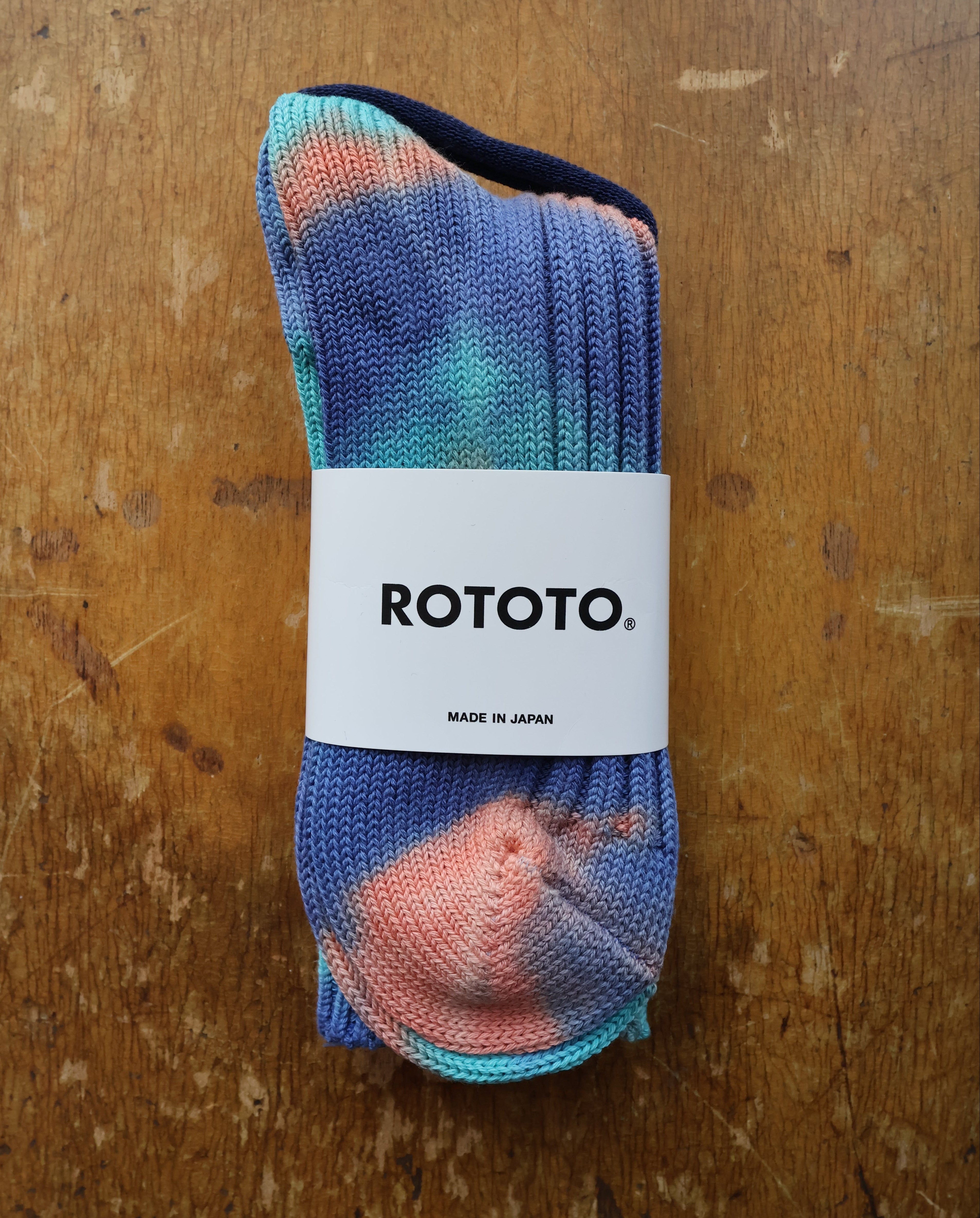 Rototo Chunky Ribbed Tie Dye Crew Socks