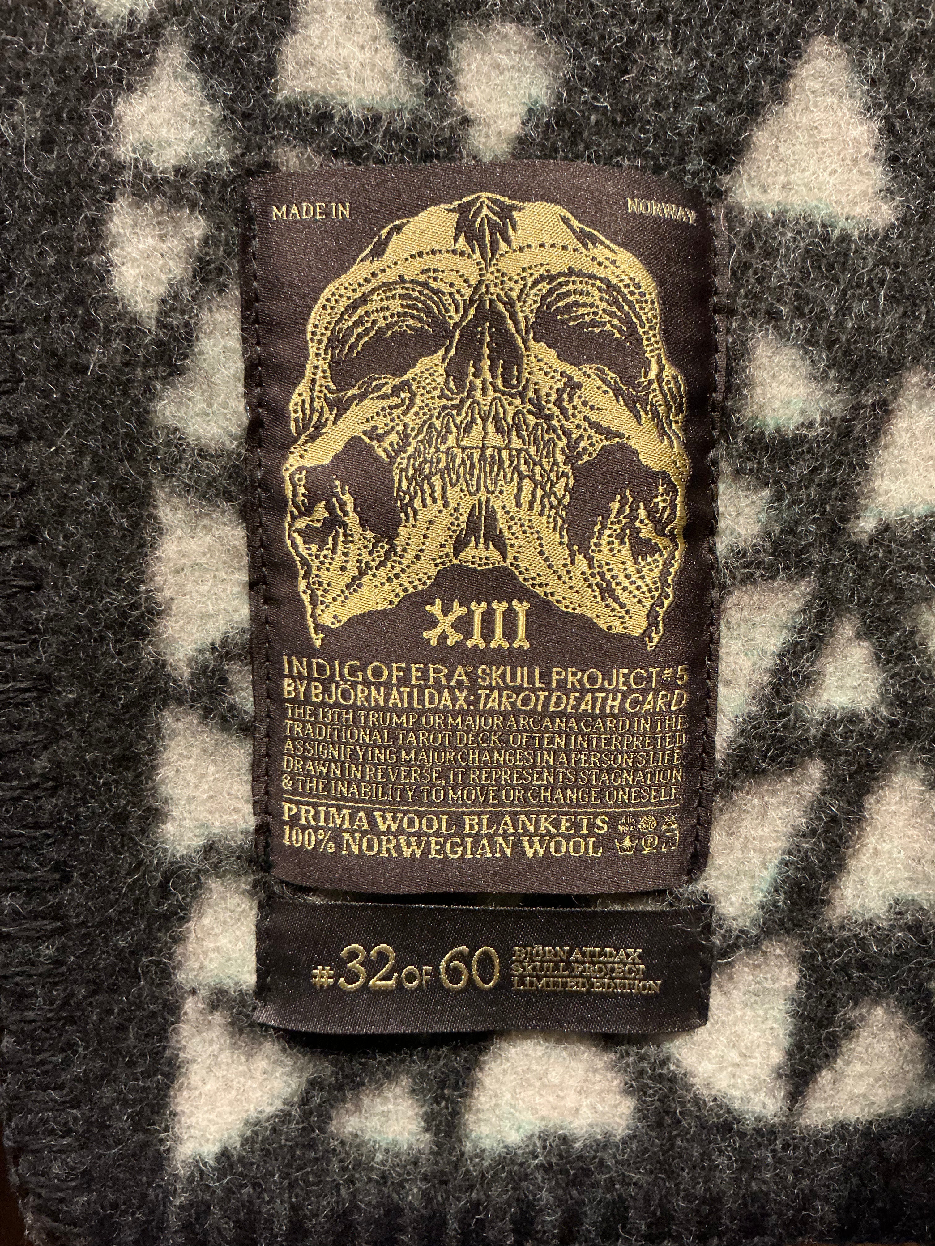 Indigofera Tarot Death Card Wool Blanket
