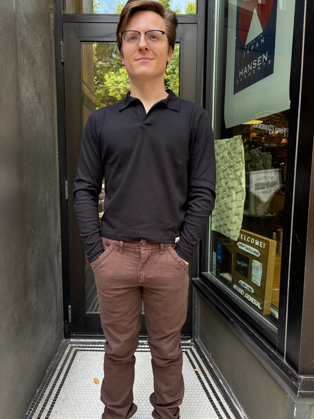 Merz B. Schwanen Long Sleeve Open Polo