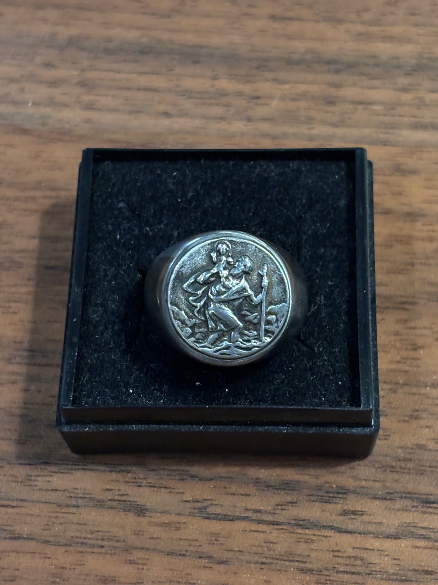 B88 Bague Chevalière "Saint Christophe"