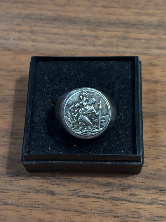 B88 Bague Chevalière "Saint Christophe"