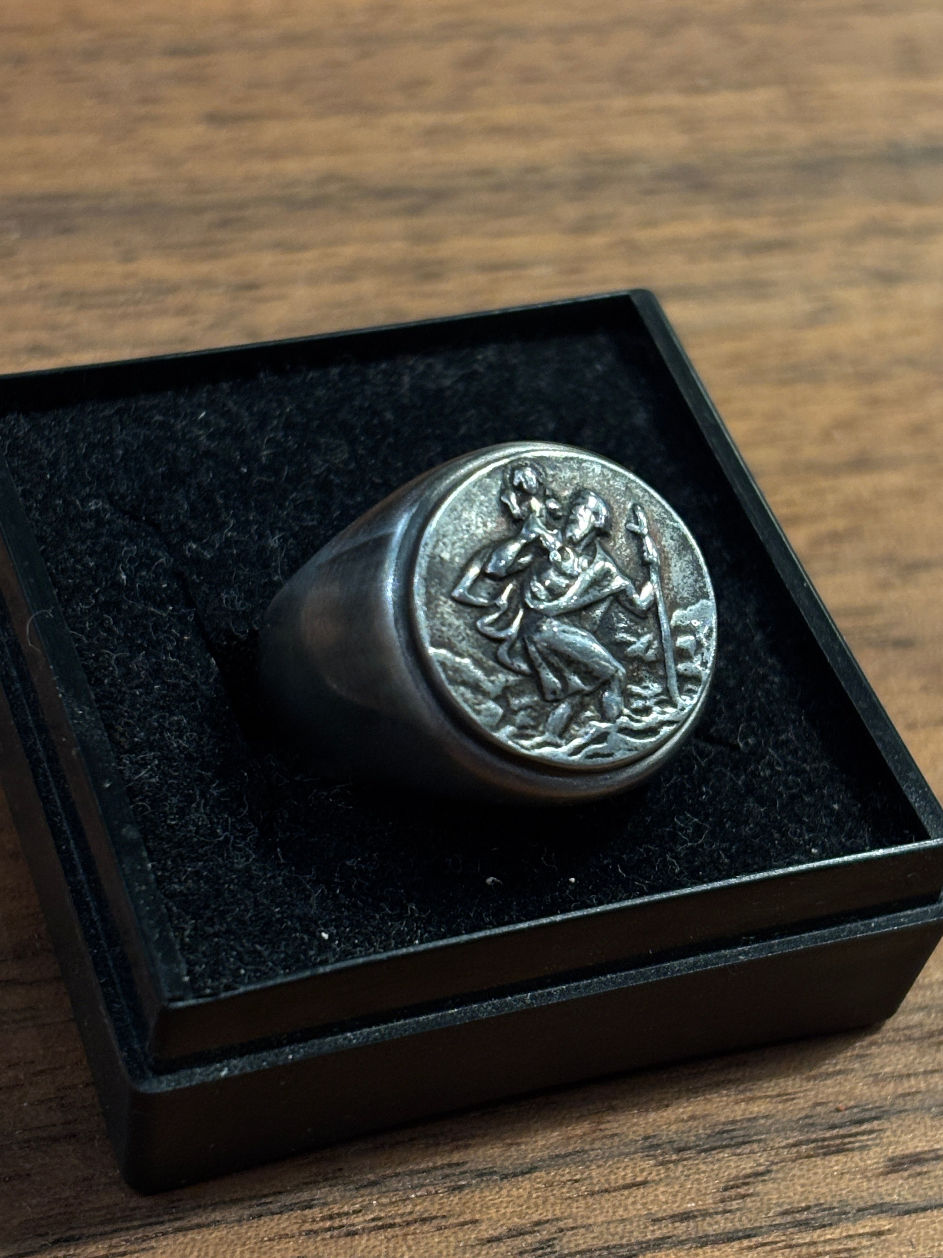 B88 Bague Chevalière "Saint Christophe"
