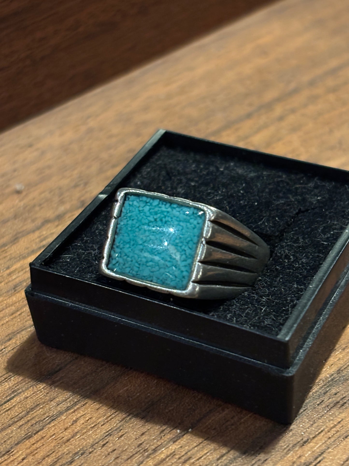 B50 Bague Étain Sable Turquoise