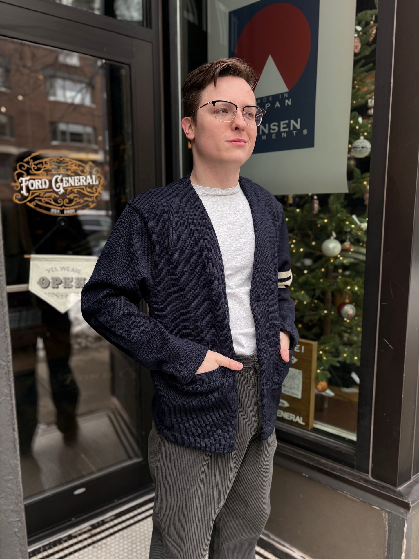 Slouchy Varsity Cardigan Sweater