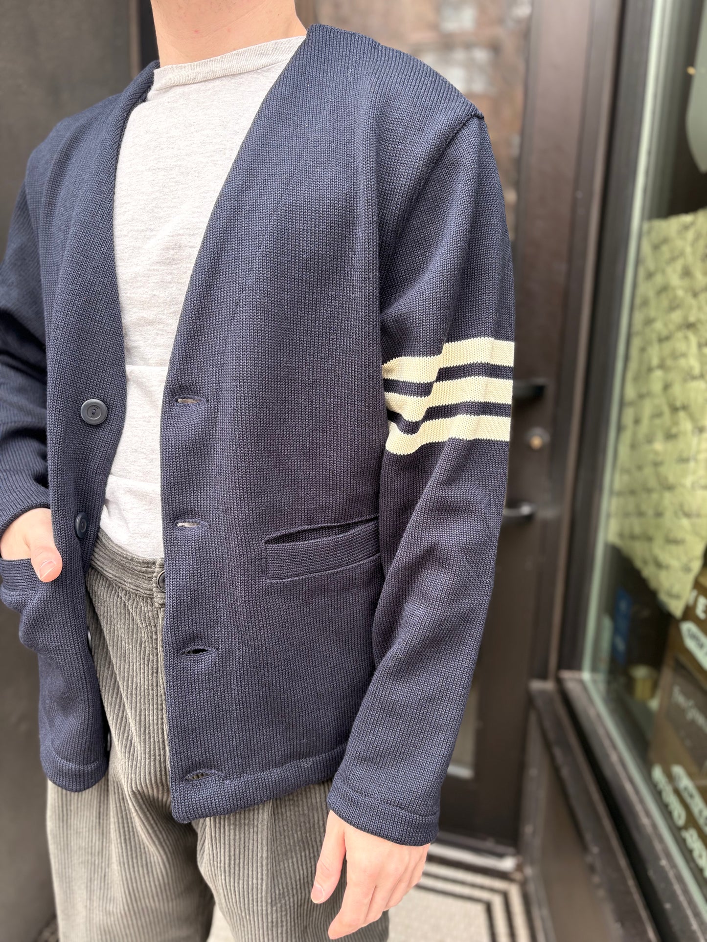 Slouchy Varsity Cardigan Sweater