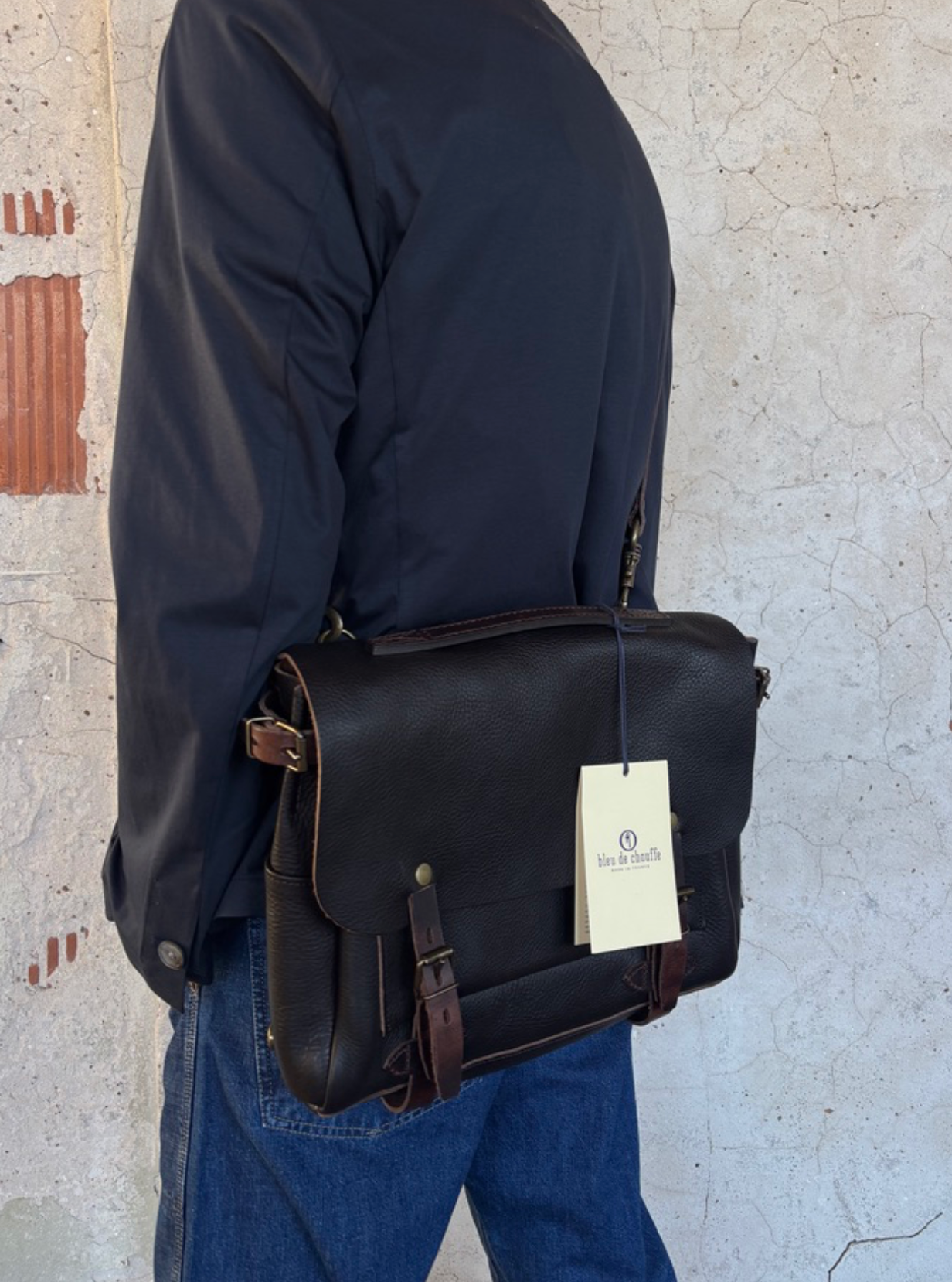 Bleu De Chauffe Dark Brown Postman Bag