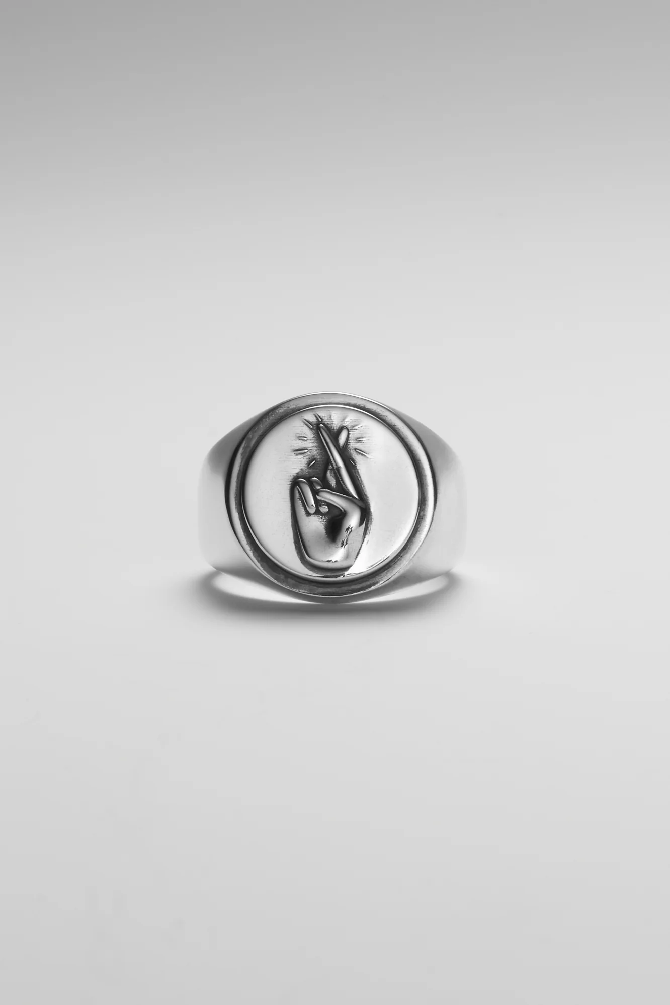Fingers Crossed Signet Ring
