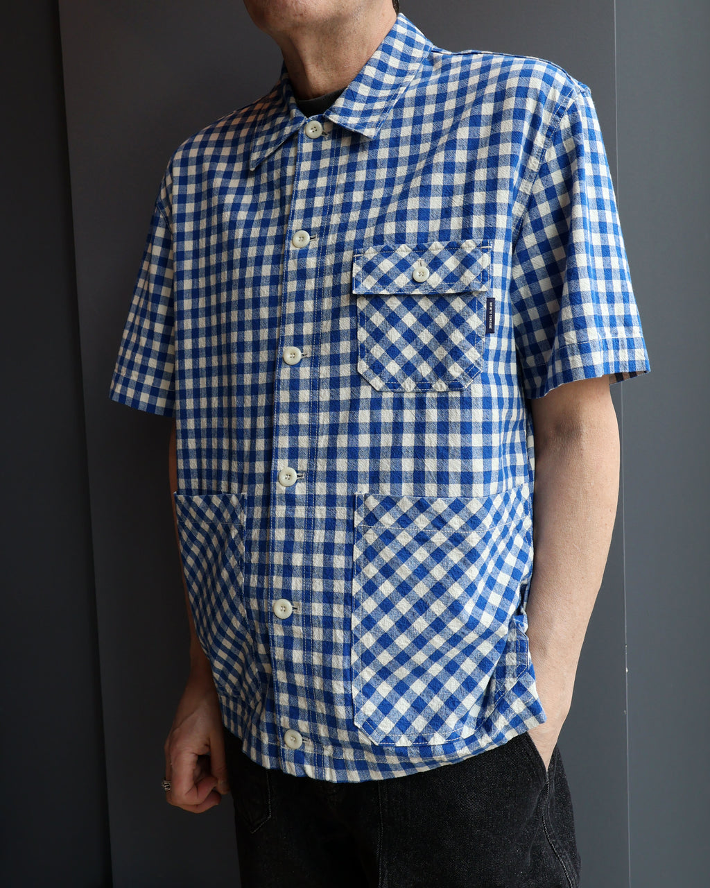 Kappy Gingham Check Linen Half Jacket
