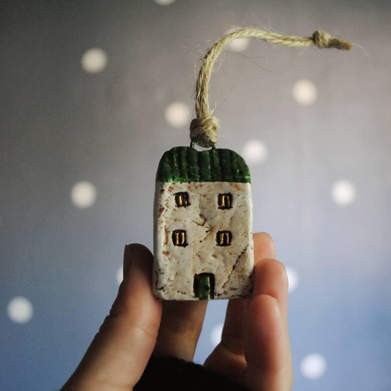 Green Miniature House Collectible  Ornament