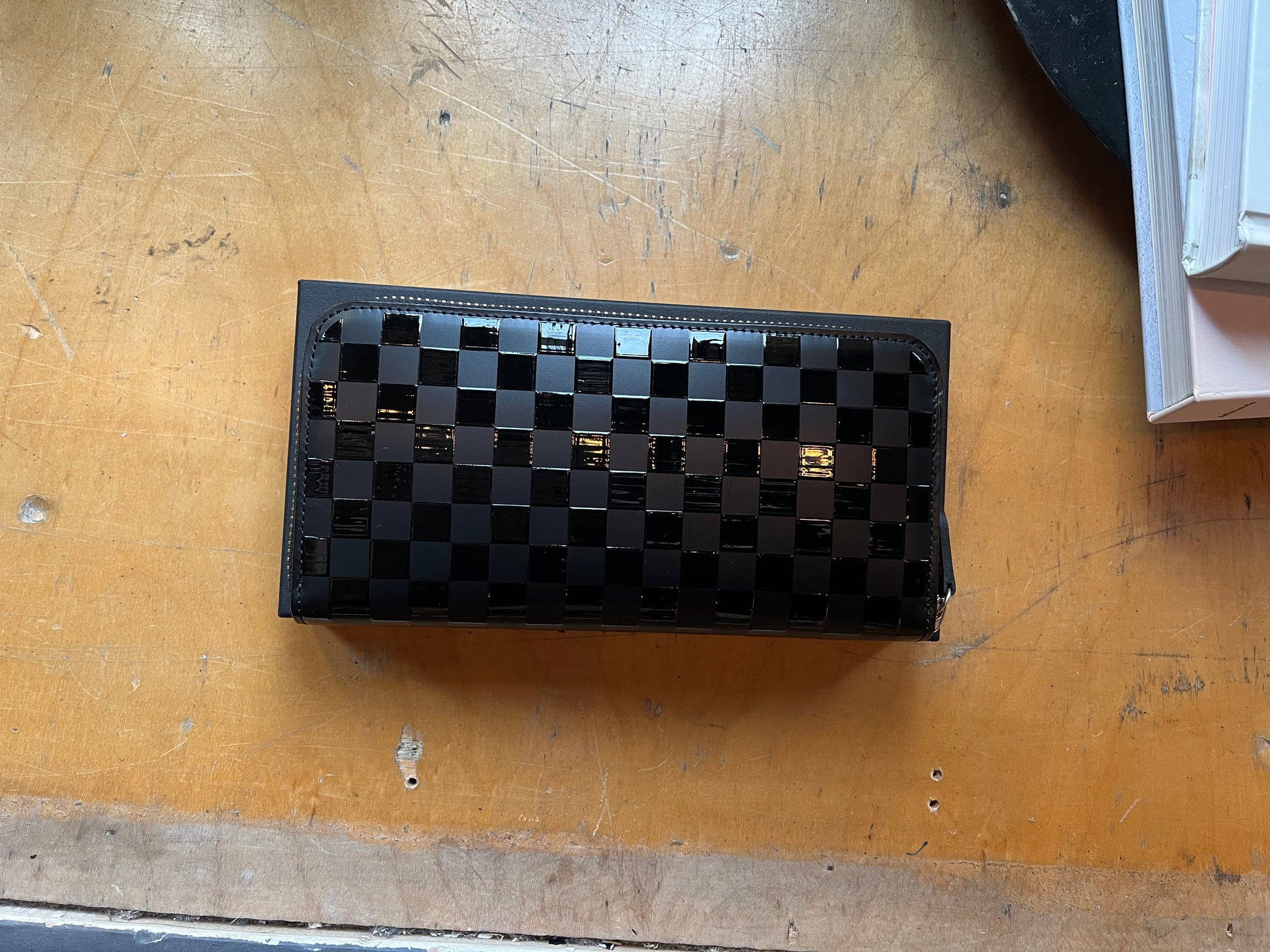 PS Leather Wallet Checker Flag Long Wallet