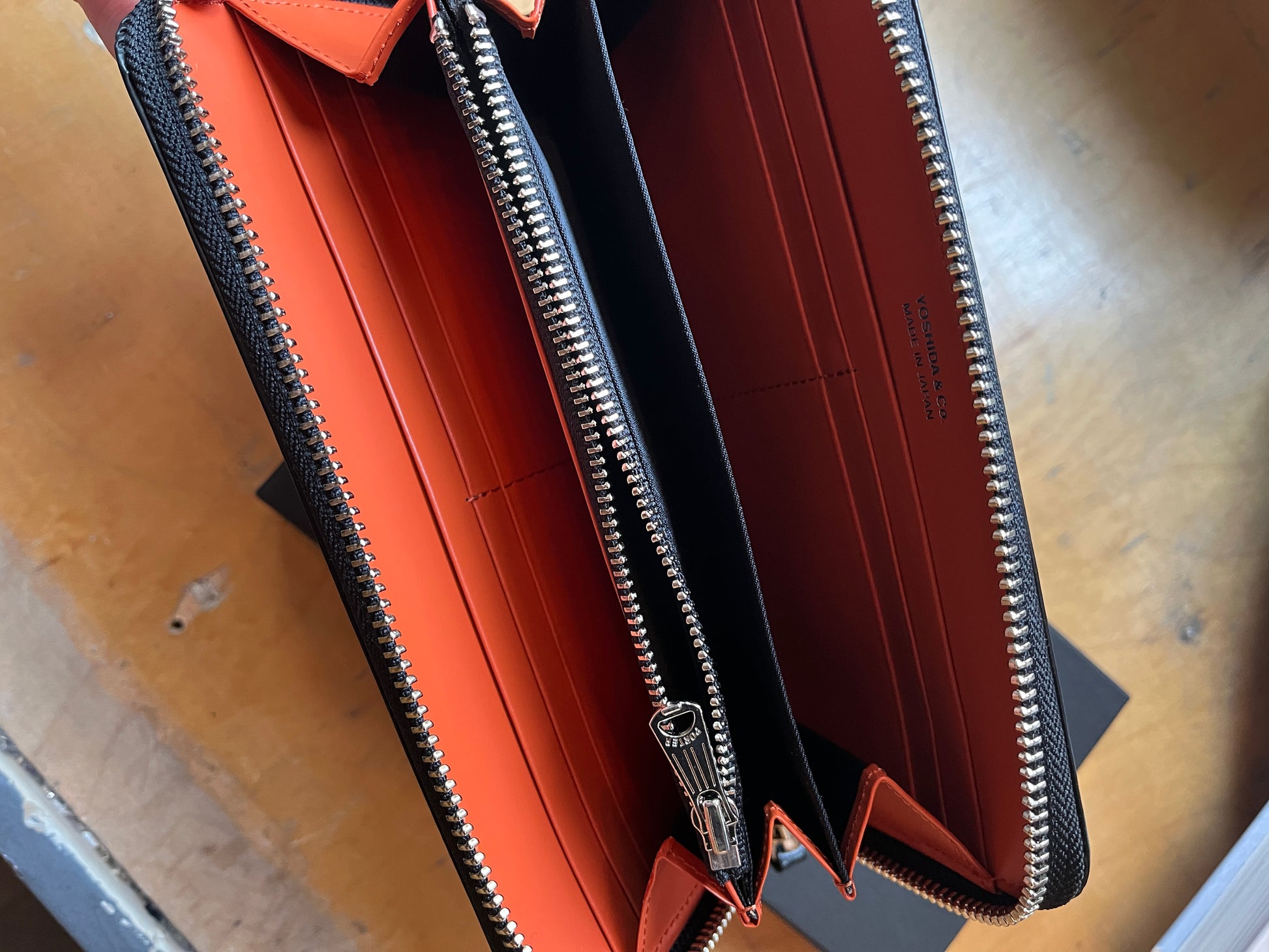 PS Leather Wallet Checker Flag Long Wallet