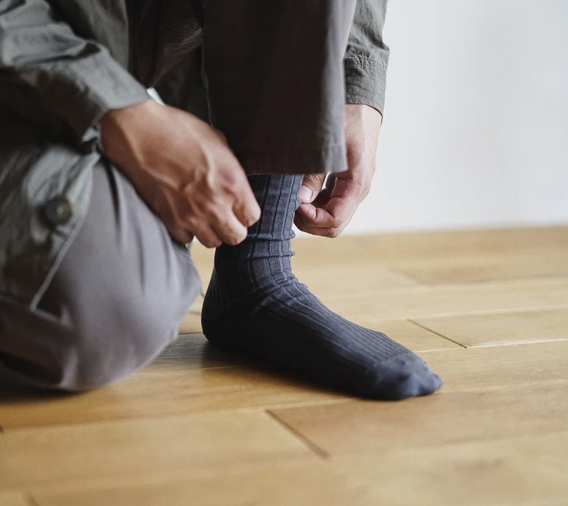 Silk Cotton Ribbed Socks