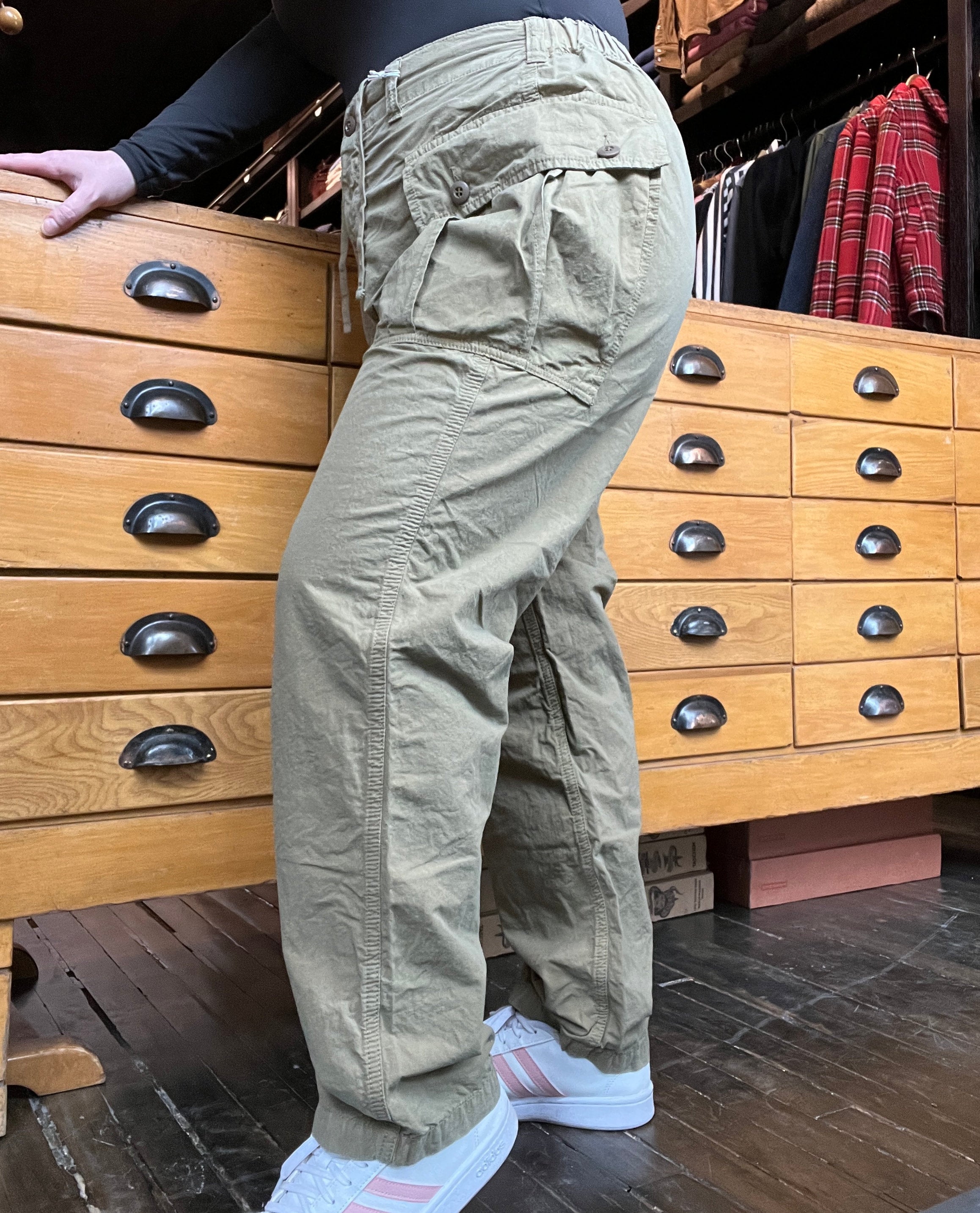 Cropped Peg Top Military Pants