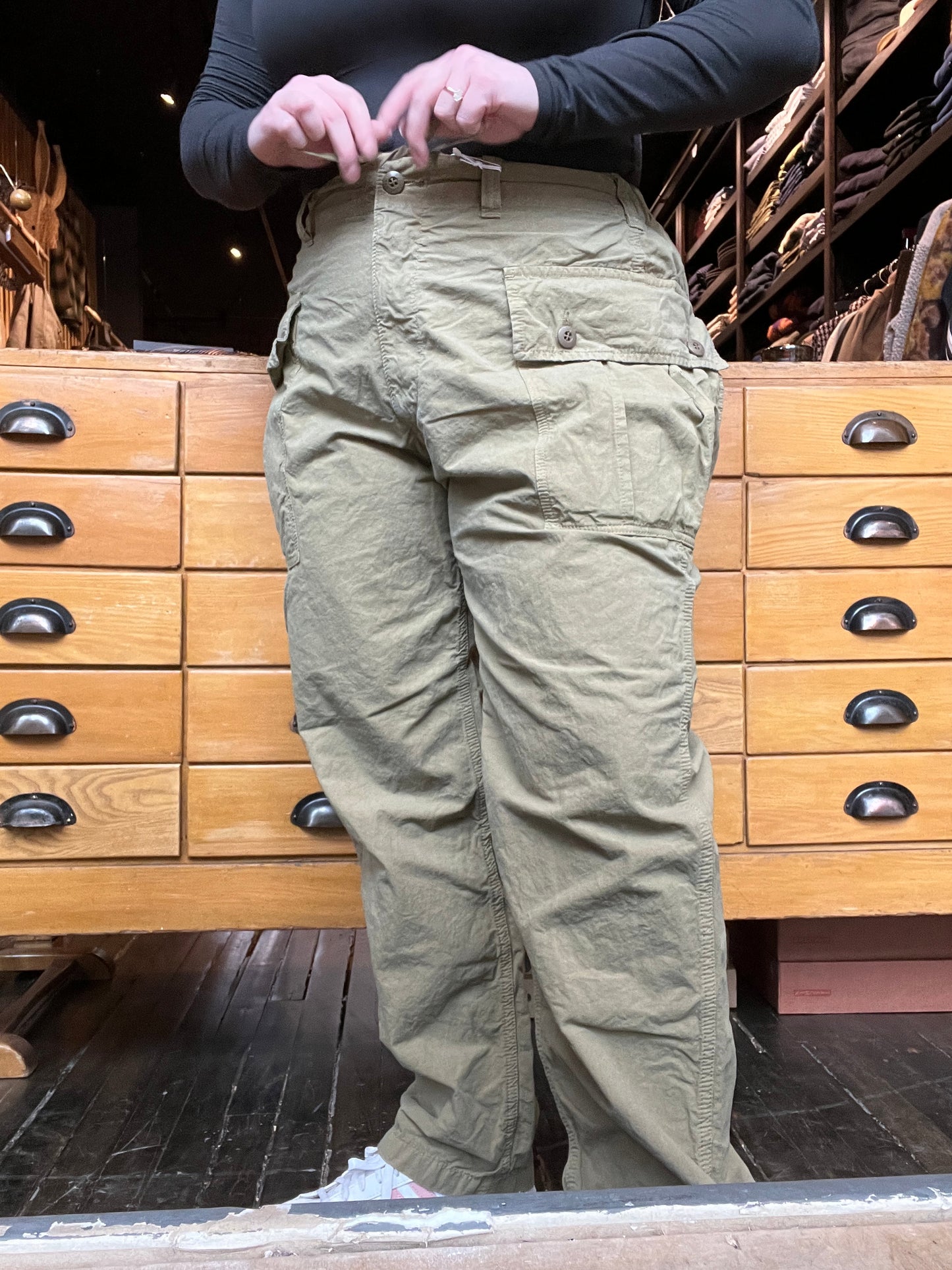 Cropped Peg Top Military Pants