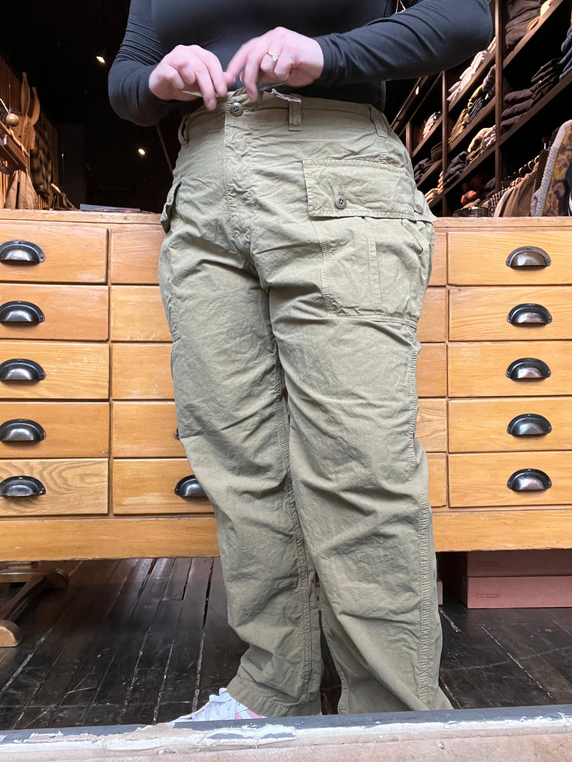 Cropped Peg Top Military Pants