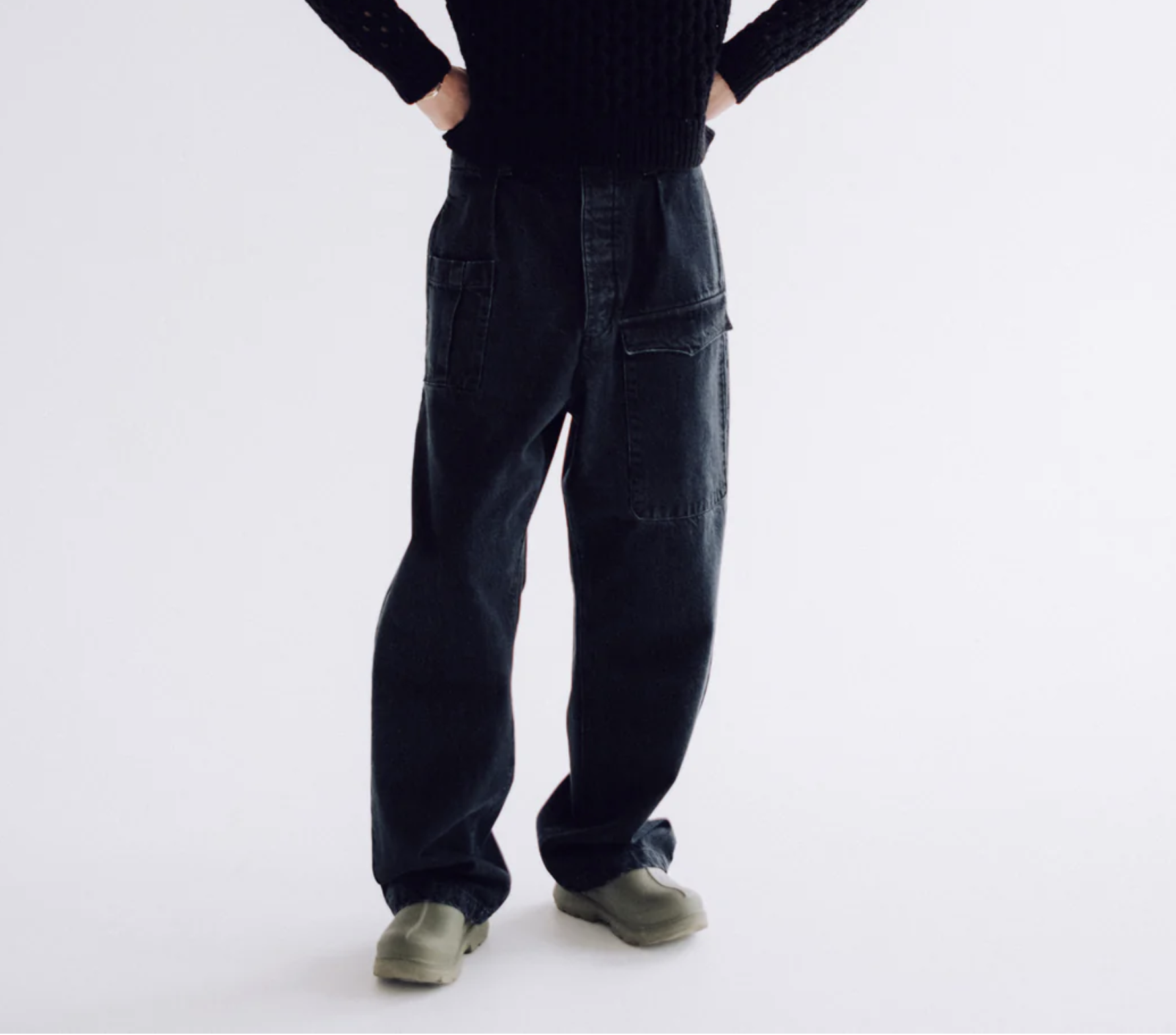 Guerilla Black Denim Loose Fit Army Pant