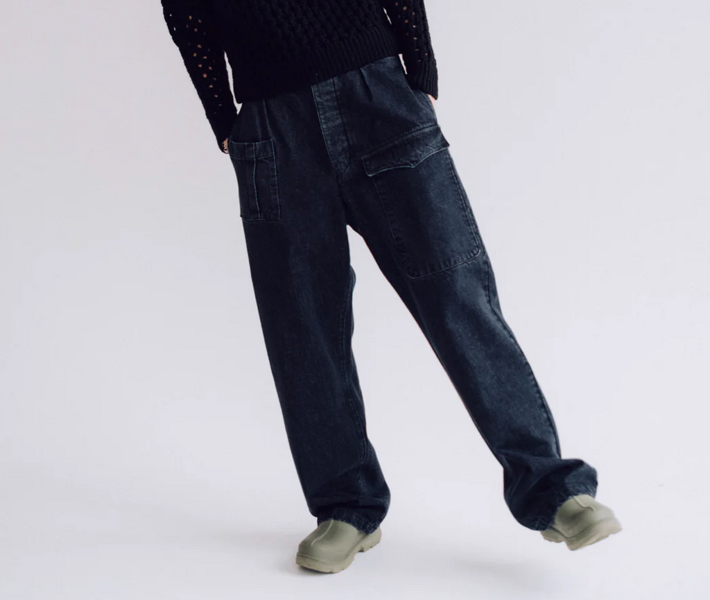 Guerilla Black Denim Loose Fit Army Pant