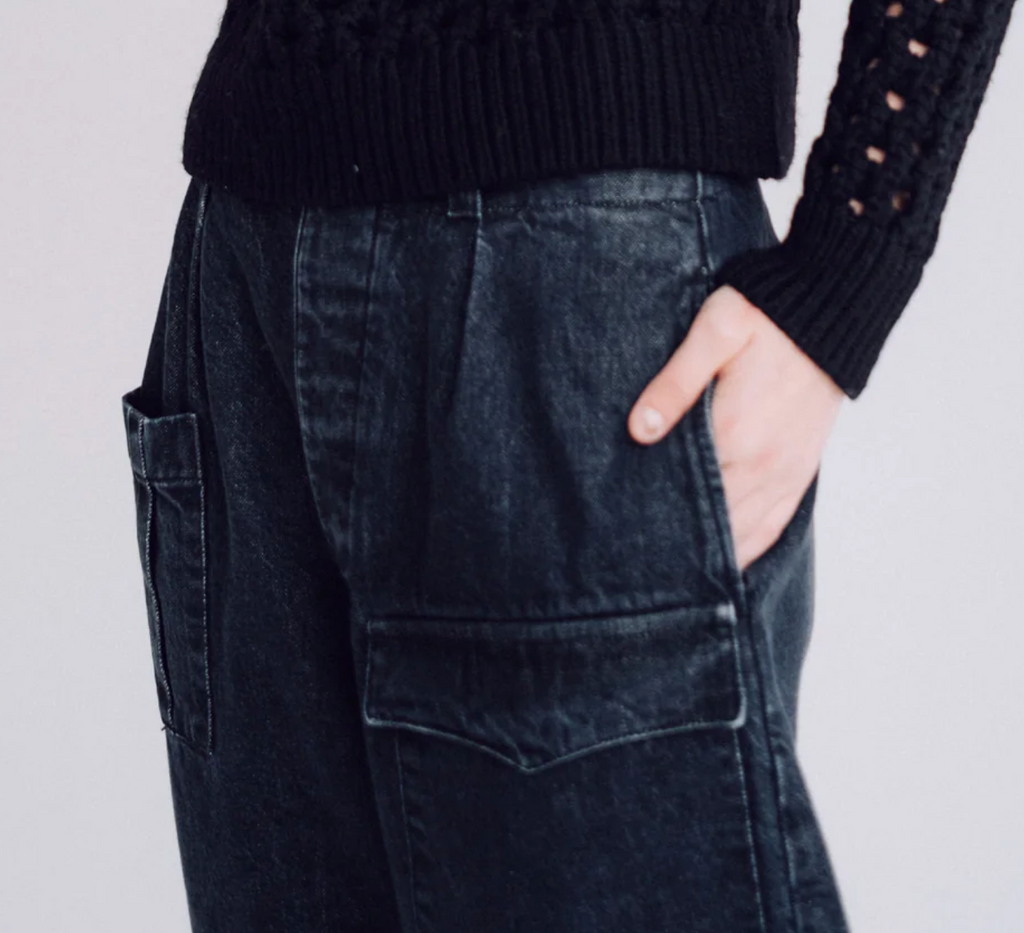 Guerilla Black Denim Loose Fit Army Pant