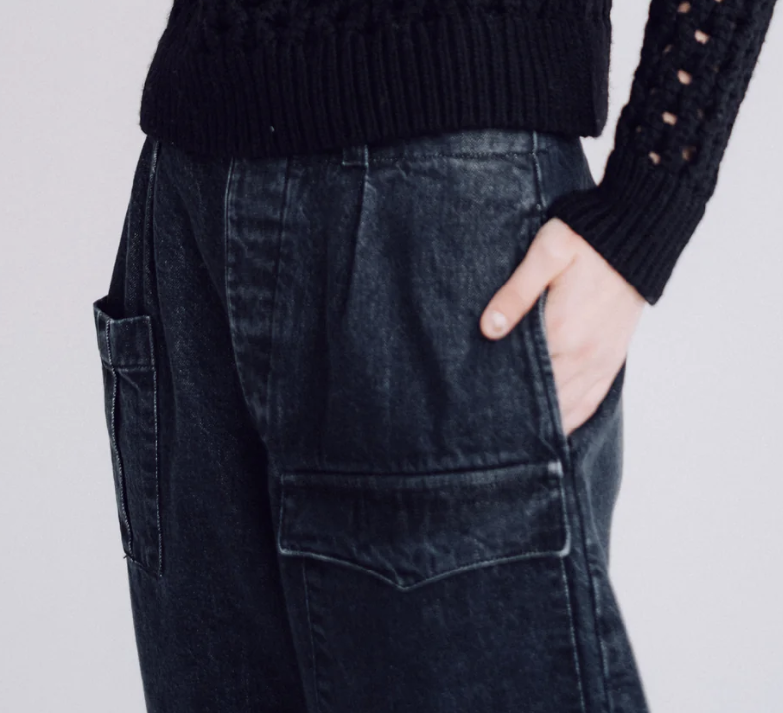 Guerilla Black Denim Loose Fit Army Pant