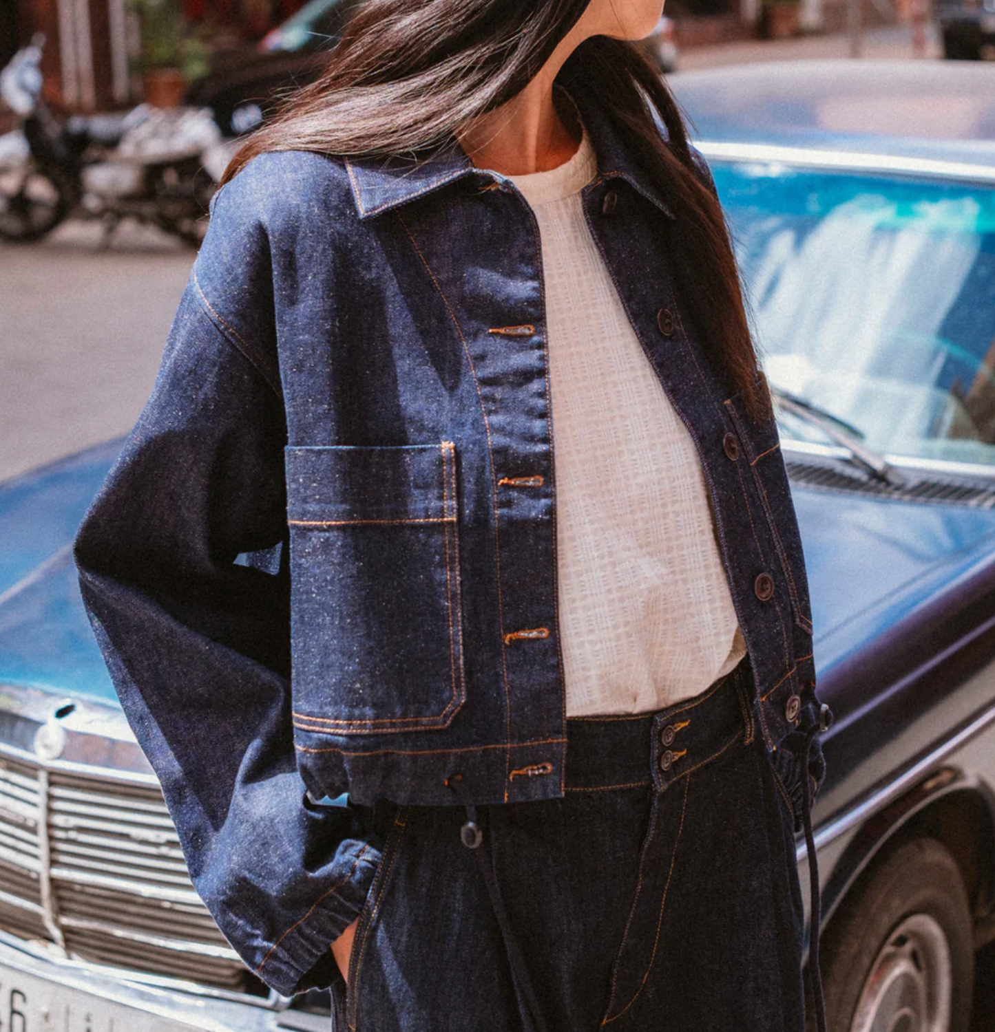 Woopsie Cropped Hemp Denim Worker Jacket