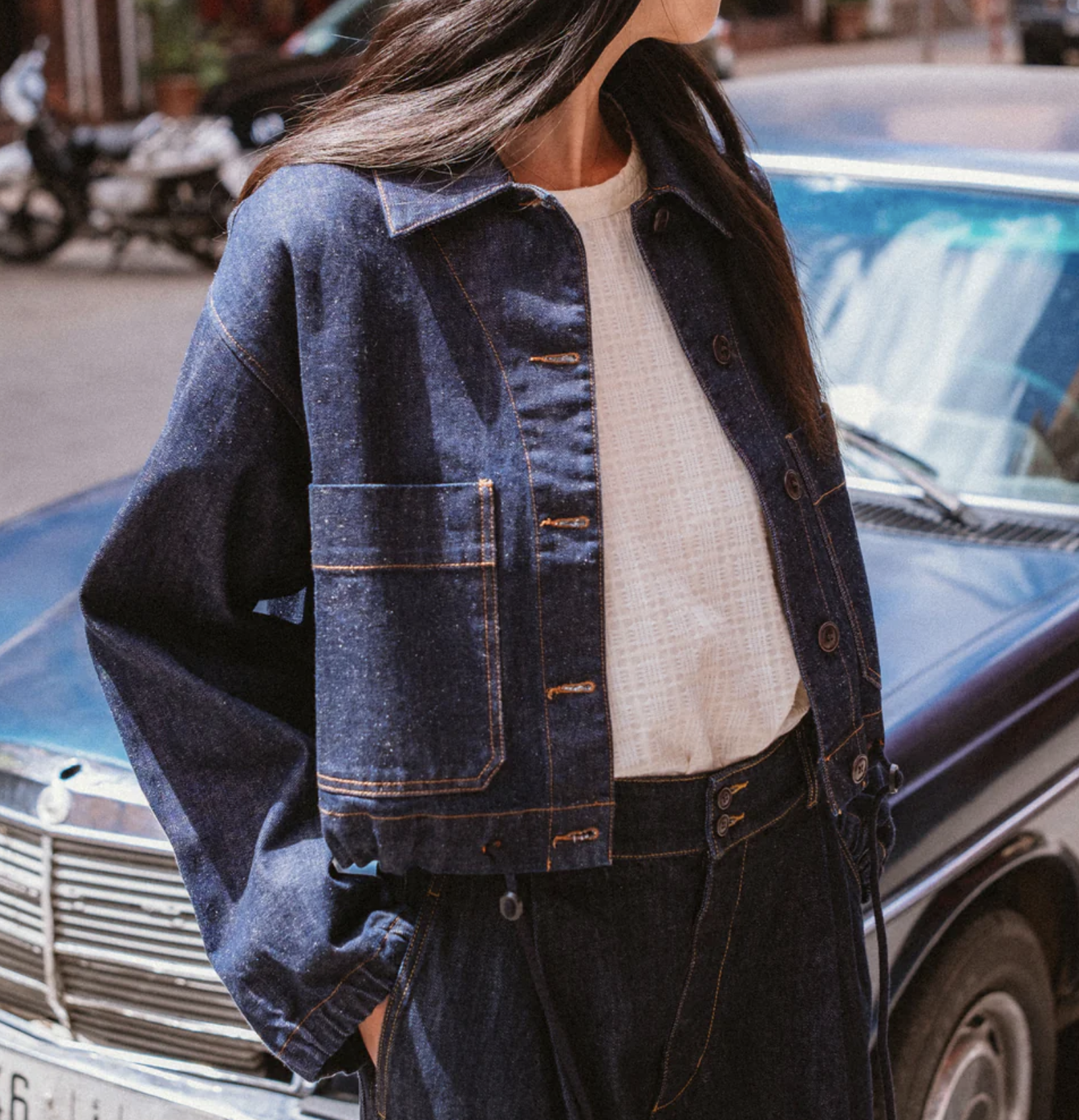 Woopsie Cropped Hemp Denim Worker Jacket