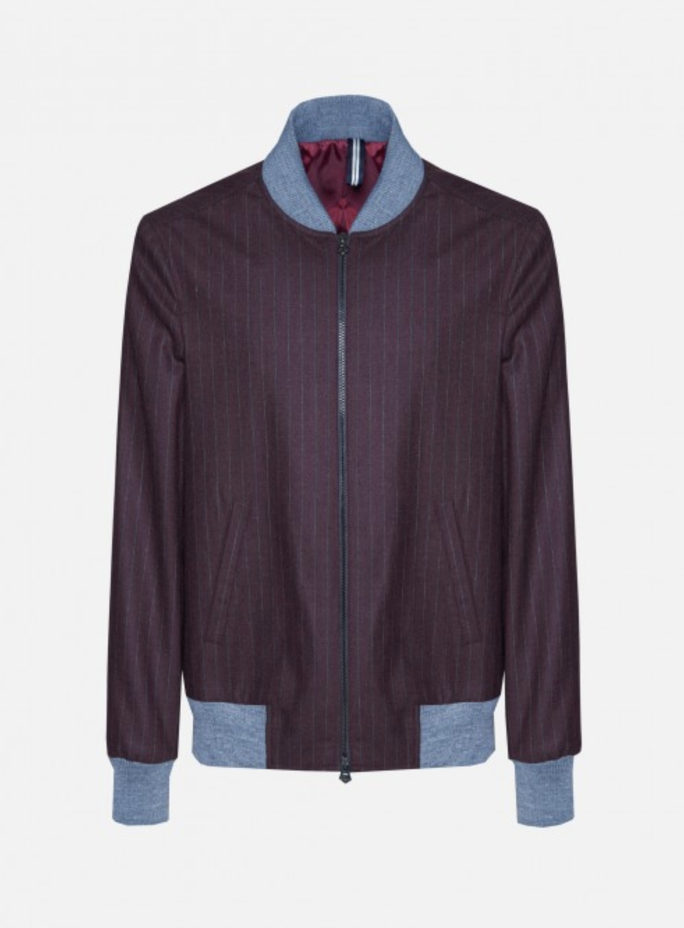 Wool Pinstripe Bomber Jacket