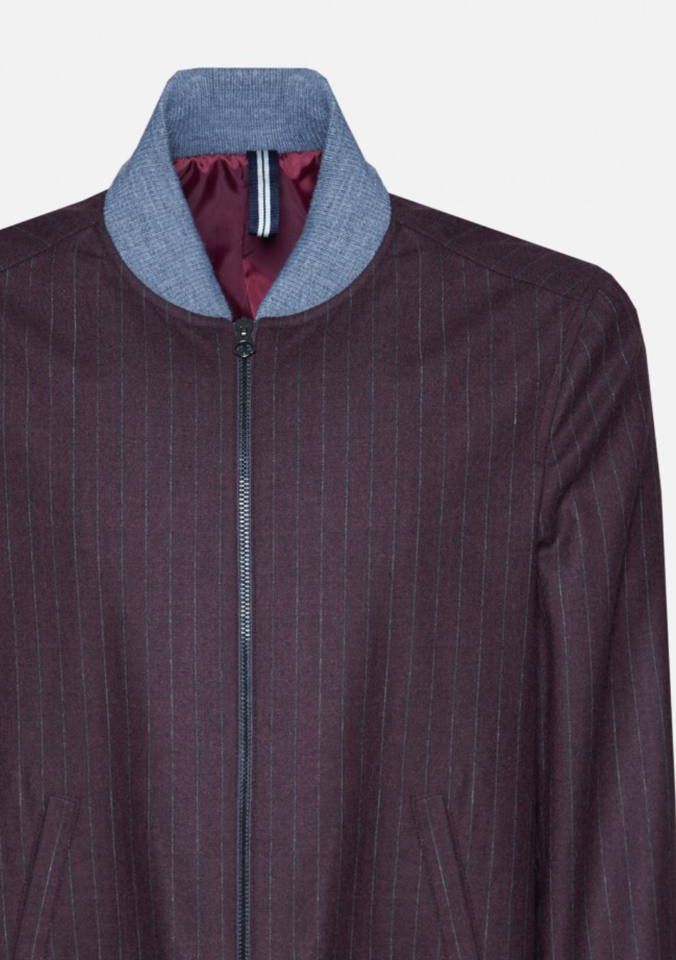 Wool Pinstripe Bomber Jacket