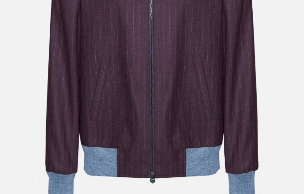 Wool Pinstripe Bomber Jacket