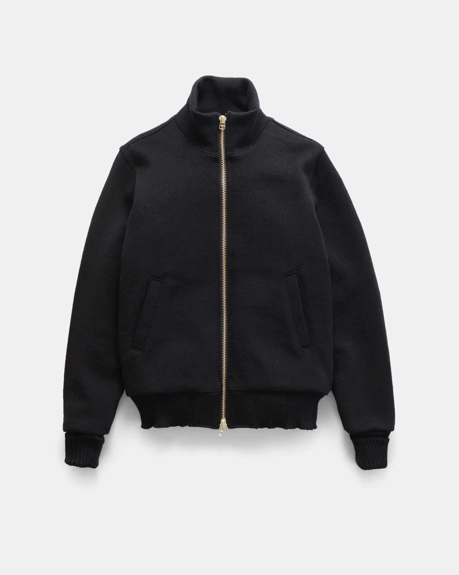 Full Zip Wool Moto Sweater