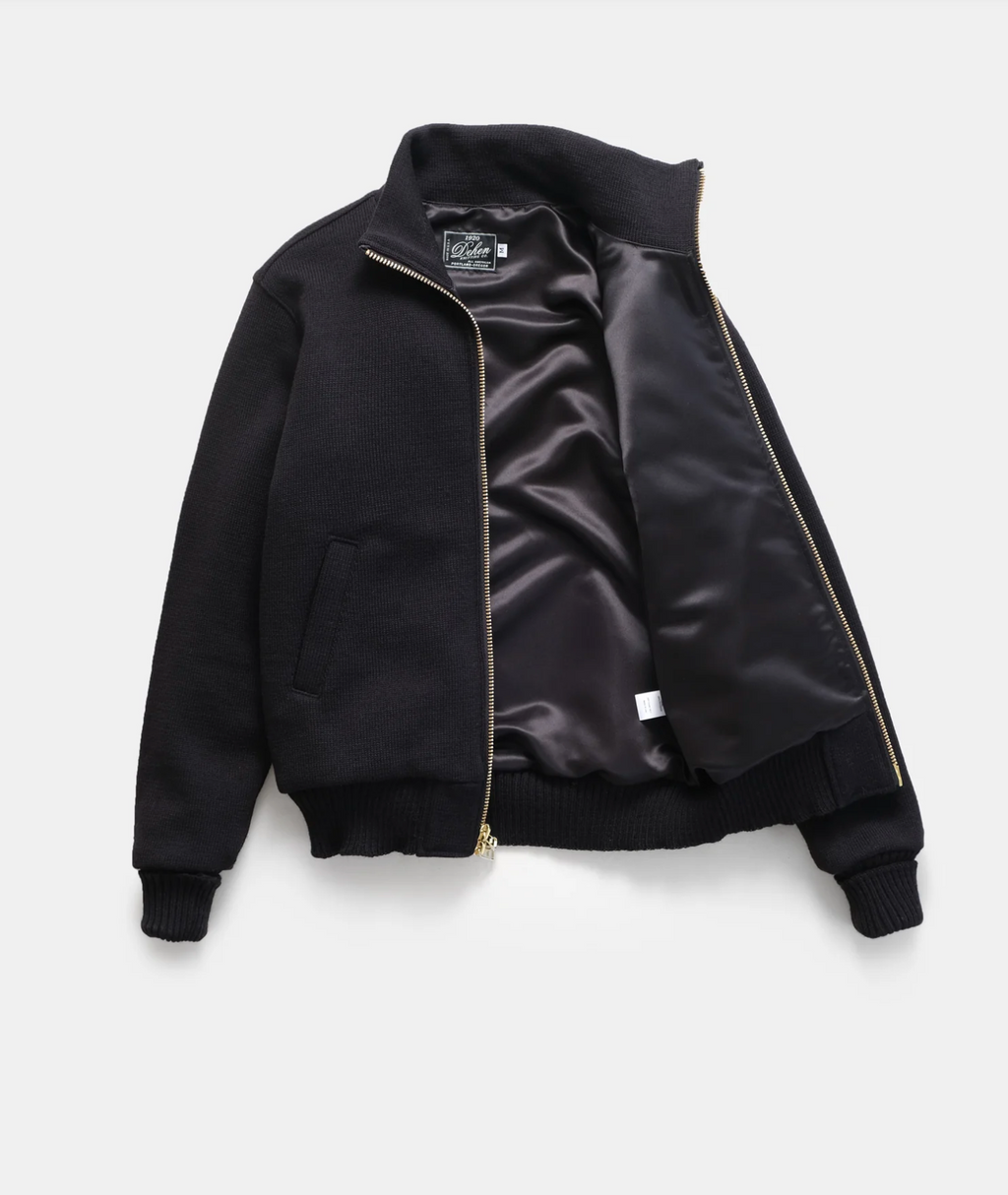 Full Zip Wool Moto Sweater