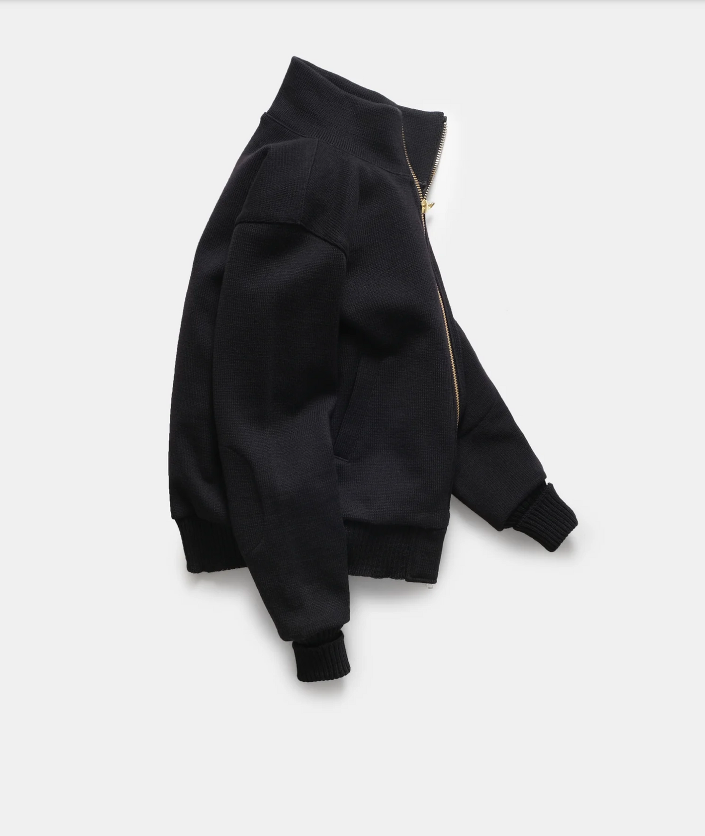 Full Zip Wool Moto Sweater
