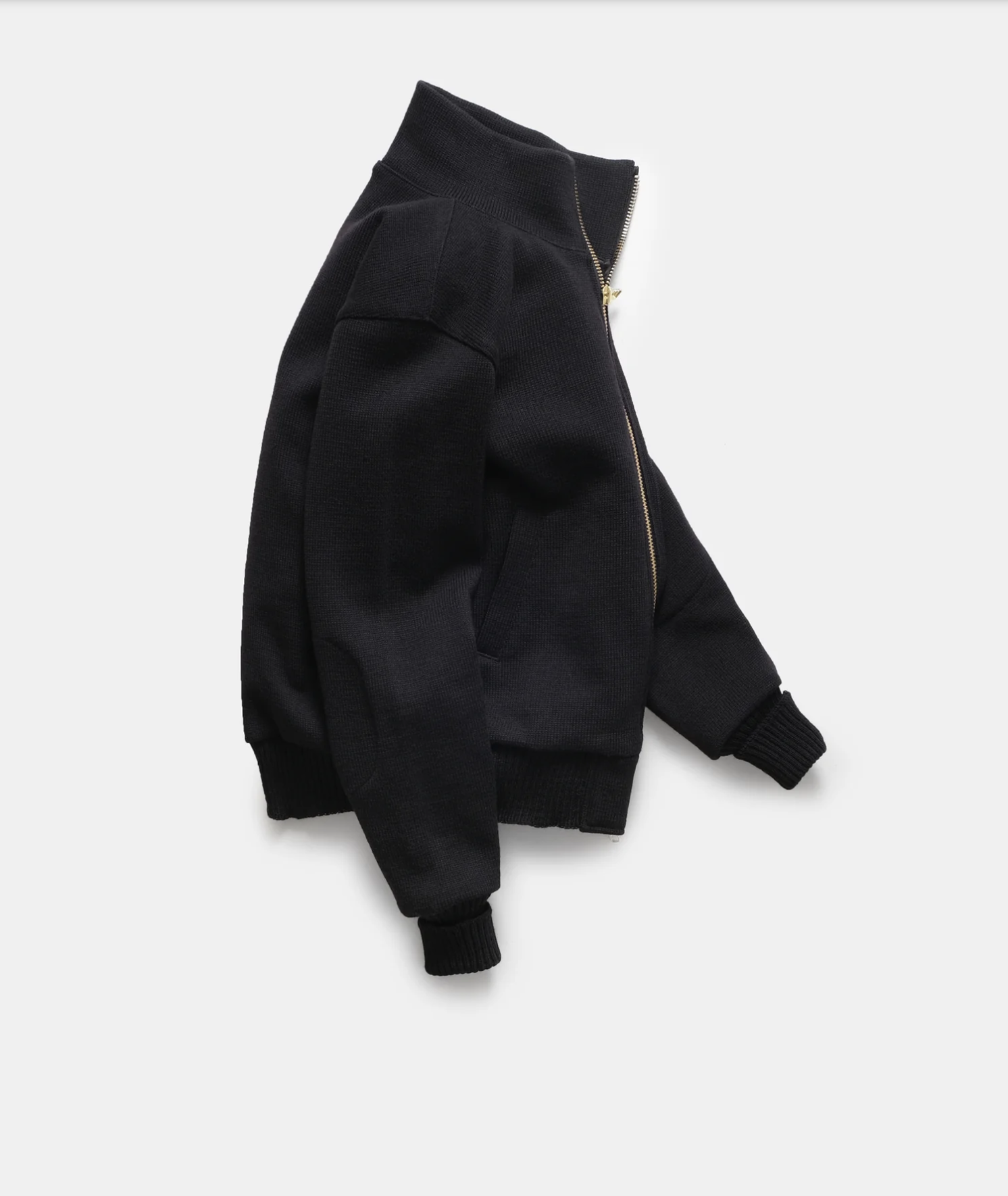 Full Zip Wool Moto Sweater